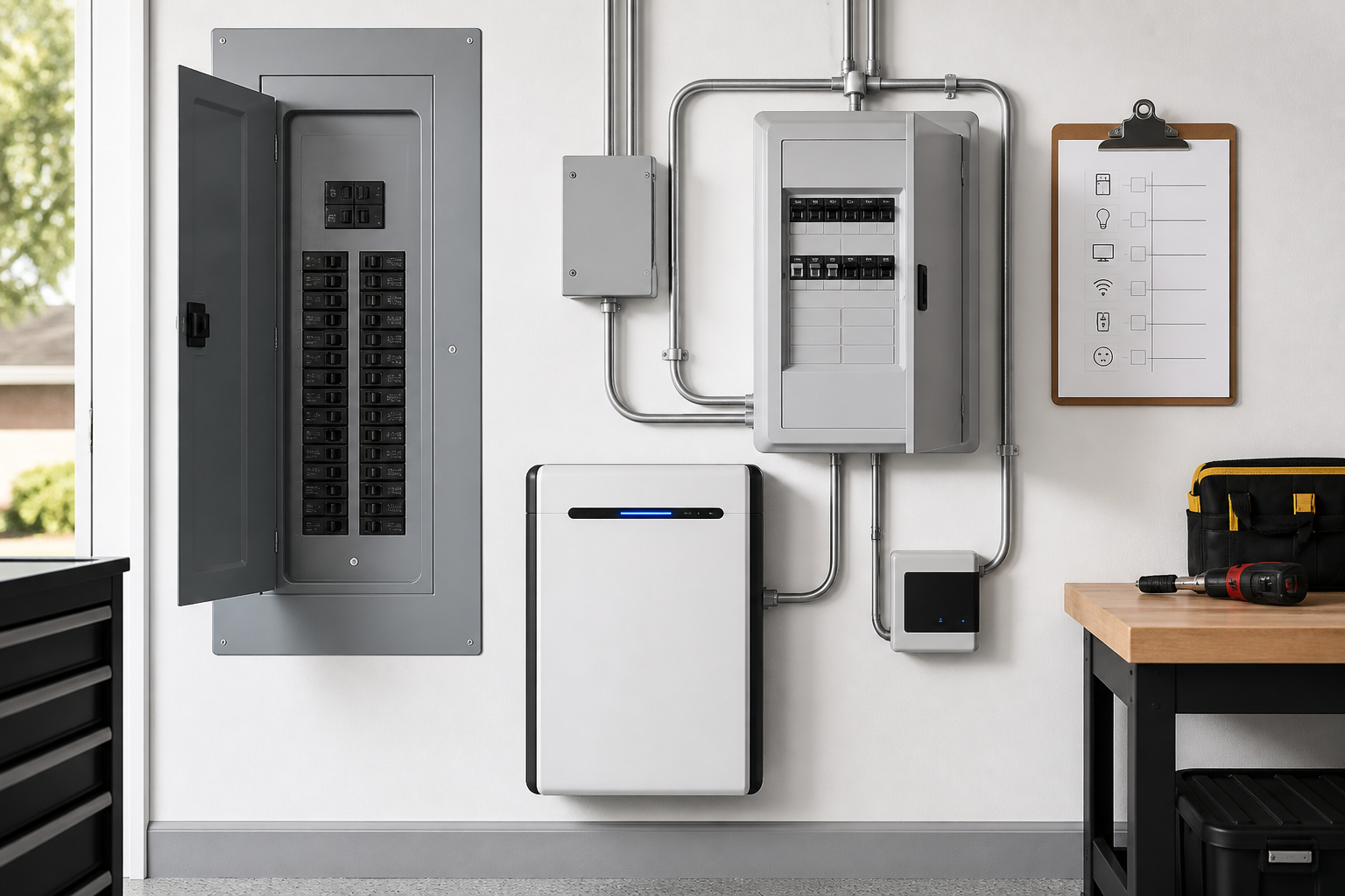 Sharp backup power essential load planning with panel and battery system