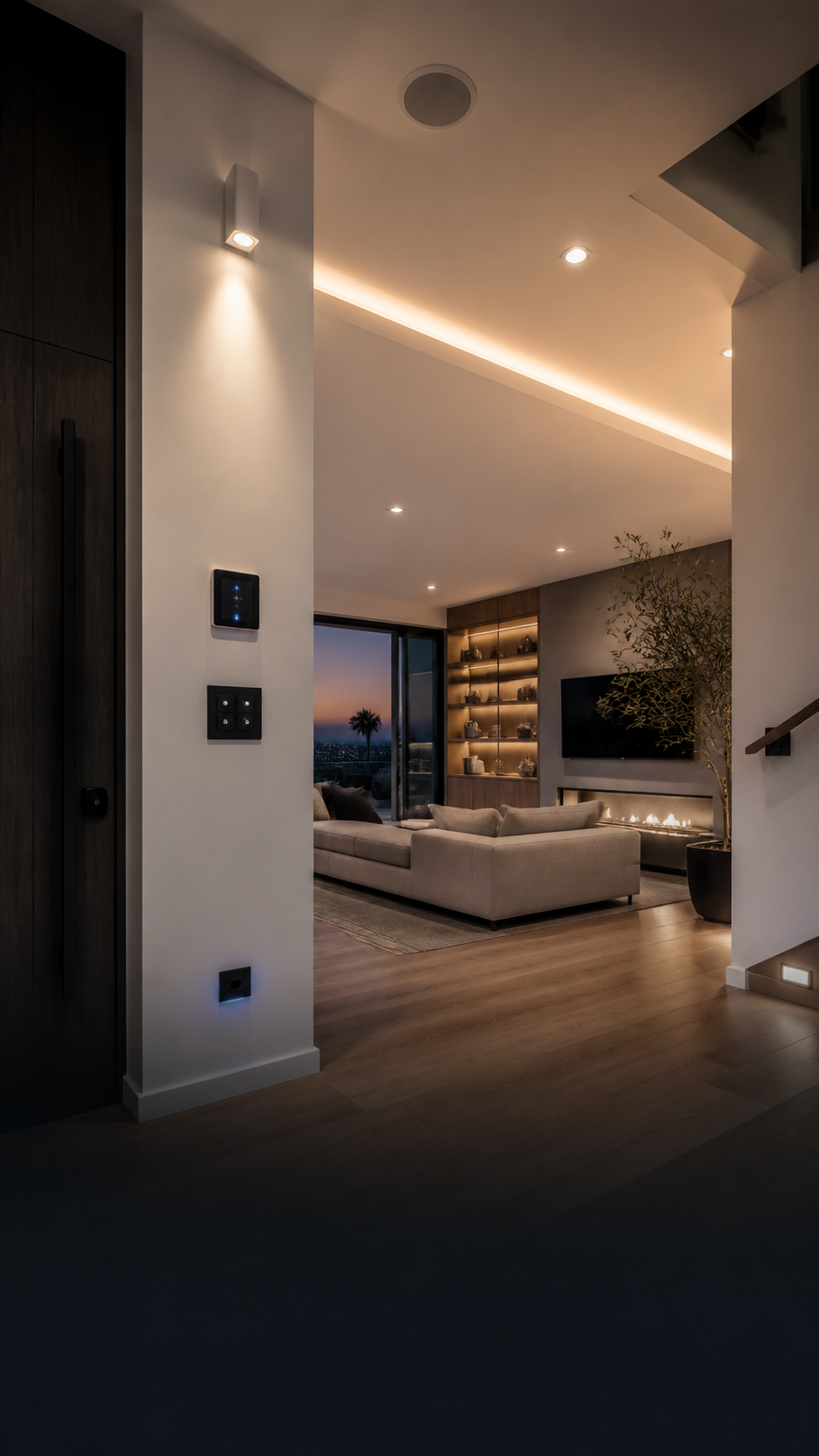 Clean residential electrical panel and smart-ready wiring in a modern Los Angeles garage
